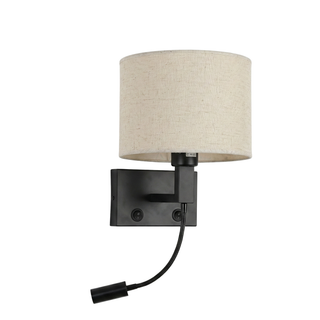 LED Fabric Wall Light – Adjustable Reading Lamp With Soft Lampshade & Warm Frame