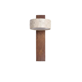 Ceramic Wall Light – Wabi-Sabi Lighting | Textured Marble & Wood Sconce