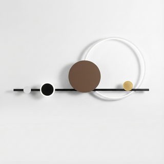 Applique Murale Art Déco – Applique Géométrique en Métal Noir et Cercle Acrylique, Éclairage LED Chaud