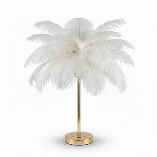 Feather Table Lamp – Decorative Ostrich Feather Lamp with Touch Control Lighting