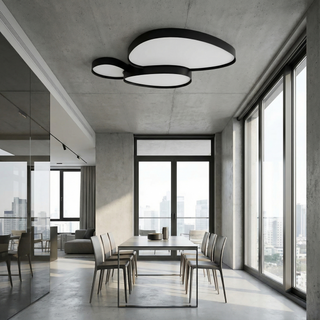 Black Iron Ceiling Light – Modern LED Surface Mount Fixture for Living Room
