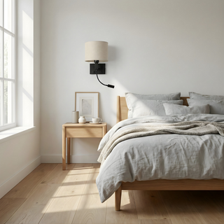 LED Fabric Wall Light – Adjustable Reading Lamp With Soft Lampshade & Warm Frame