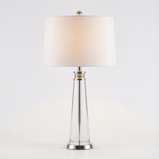 Contemporary Bedside Lamp – Crystal Table Lamp With Steel Frame & Soft Ambient Light