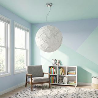 White Metal Pendant Light – Modern Kids Room Fixture | Energy Efficient LED Lamp