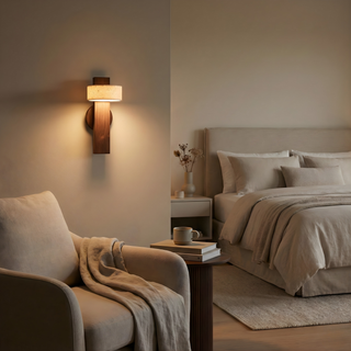 Ceramic Wall Light – Wabi-Sabi Lighting | Textured Marble & Wood Sconce