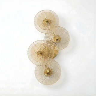 Glass Wall Light – Modern Ribbed Glass Sconce with Integrated LED & Gold Finish