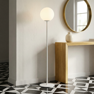 Modern Floor Lamp – Scandinavian Aluminum Globe Lighting with Soft Ambient Light