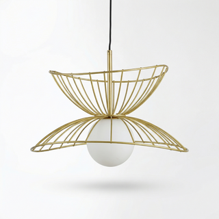 Painted Metal Pendant Light – Adjustable Cord LED, Gold & Black Finish Modern