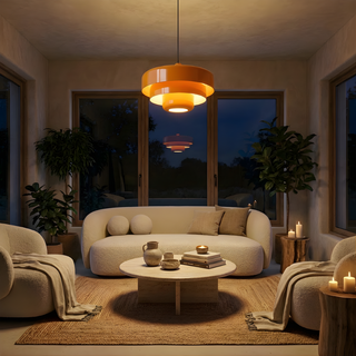 Modern Pendant Lamp – Steel Pendant Light With Adjustable LED Warm Ambient Lighting