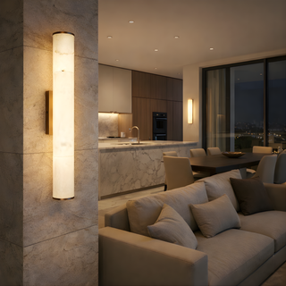 Marble Wall Light – Copper Wall Sconce with Integrated LED and Brass Bracket Fixture