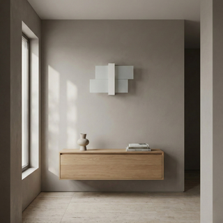 White Wood Wall Light – Modern Glass Wall Sconce | Warm Ambient Lighting