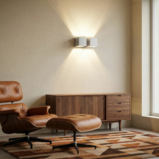 Applique murale minimaliste – Luminaire gris à double faisceau | Éclairage d'ambiance moderne