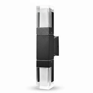 Outdoor Wall Sconce - Black Acrylic Column Light | Weather-Resistant LED Fixture