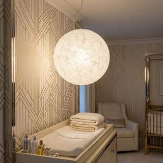 White Metal Pendant Light – Modern Kids Room Fixture | Energy Efficient LED Lamp