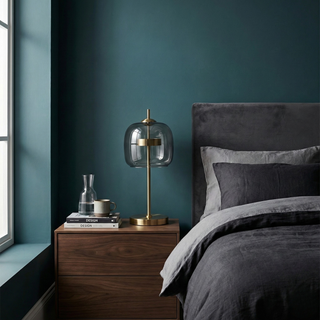 Glass Globe Lamp – Modern Bedside Table Lamp With LED Warm White Light