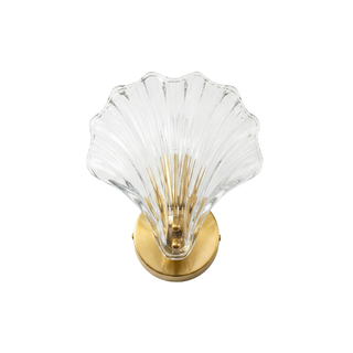 Glass Seashell Wall Sconce – Decorative Lighting With Molded Glass Diffuser & Gold Tone Base