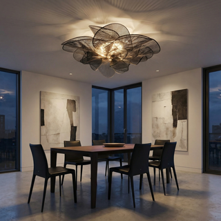 Modern Ceiling Light – Black PVC LED Fixture | Bedroom Surface Mount Lamp