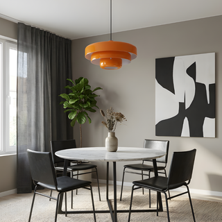 Modern Pendant Lamp – Steel Pendant Light With Adjustable LED Warm Ambient Lighting
