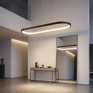 LED Pendant Light - Ultra Slim Oval Aluminium Ceiling Lamp with Acrylic Diffuser