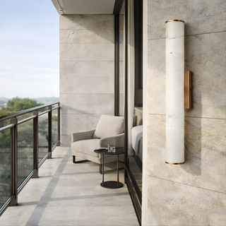 Marble Wall Light – Copper Wall Sconce with Integrated LED and Brass Bracket Fixture