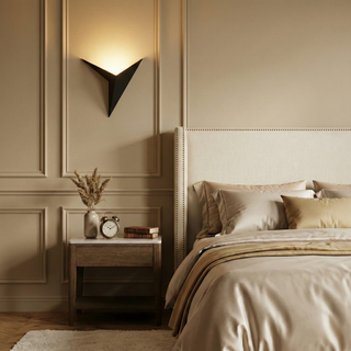 Triangular Wall Sconce – Modern Geometric Wall Light | Black, White & Gold Finish