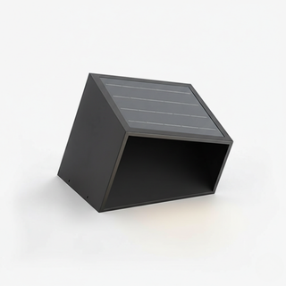 Solar Garden Lamp – Compact Black Steel Bollard With Warm Outdoor Lighting
