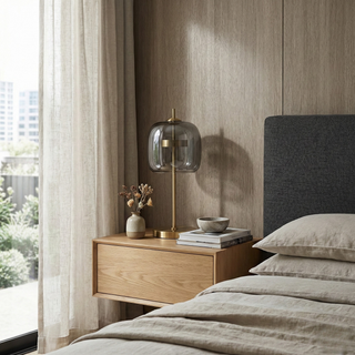 Glass Globe Lamp – Modern Bedside Table Lamp With LED Warm White Light