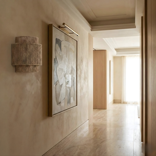 Bohemian Wall Lamp – Woven Rattan Natural Wall Sconce with Soft Light Diffuser