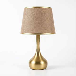 Decorative Table Lamp – Elegant Teardrop Base | Soft Fabric Shade & Warm Brown Finish