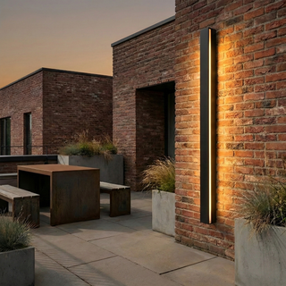 Outdoor Wall Lamp – Black Minimalist LED Linear Wall Sconce With Adjustable Brightness