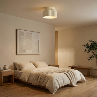 Cream Ceiling Light – Minimalist Bedroom Lamp with Dimmable LED Soft Ambient Lighting