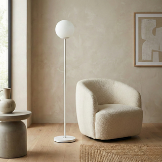 Modern Floor Lamp – Scandinavian Aluminum Globe Lighting with Soft Ambient Light