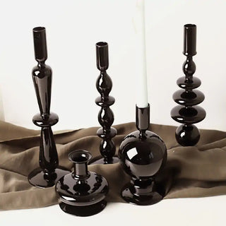 glass candlestick set elegant borosilicate candle holders set of five set view