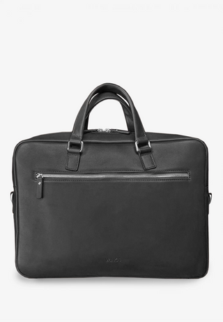 leather laptop bag durable genuine leather briefcase padded compartment angle view