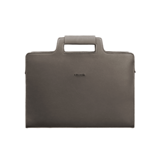 women leather laptop bag durable spacious business bag shoulder strap front view