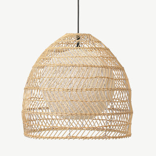 Vintage handwoven rattan pendant — boho ceiling lamp