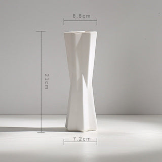 white ceramic vase modern minimalist kyathos decorative flower holder hemp rope angle view