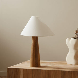 Handcrafted wooden lamp front — natural wood elegant design