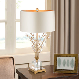 Crystal white table lamp with soft lampshade — elegant premium bedside light