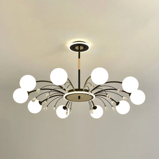 Luxury glass gold raindrop chandelier wide — ceiling warm glow