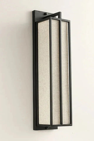 Linen Wall Light – Chinese Style Iron Wall Lamp with Linen Fabric Shade & Black Metal Frame
