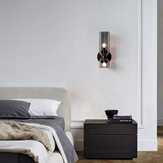 Double head bedroom glass modern wall lamp — two bulb sconce