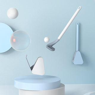 silicone flexible soft bristle toilet brush holder set scratch free cleaning side view