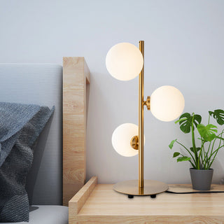 Designer lamp gold rod opaline — modern close-up detail