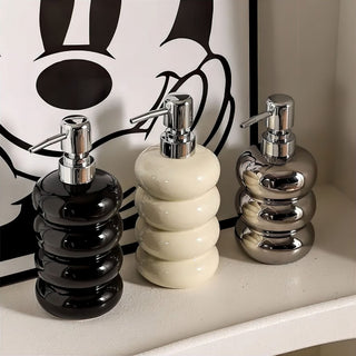 modern sleek pump design soap dispenser minimalist bathroom accessory lifestyle view