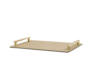 aluminium composite tray pinetti venaria serving tray metal handle leather inserts side view