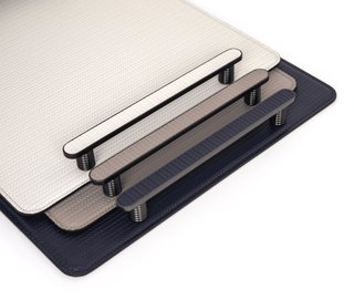 aluminium composite tray pinetti venaria serving tray metal handle leather inserts top view