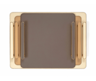aluminium composite tray pinetti venaria serving tray metal handle leather inserts set view