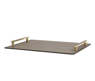 aluminium composite tray pinetti venaria serving tray metal handle leather inserts close-up