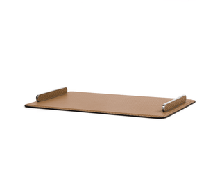 aluminium rectangular tray pinetti elegant calf leather serving tray chrome frame front view